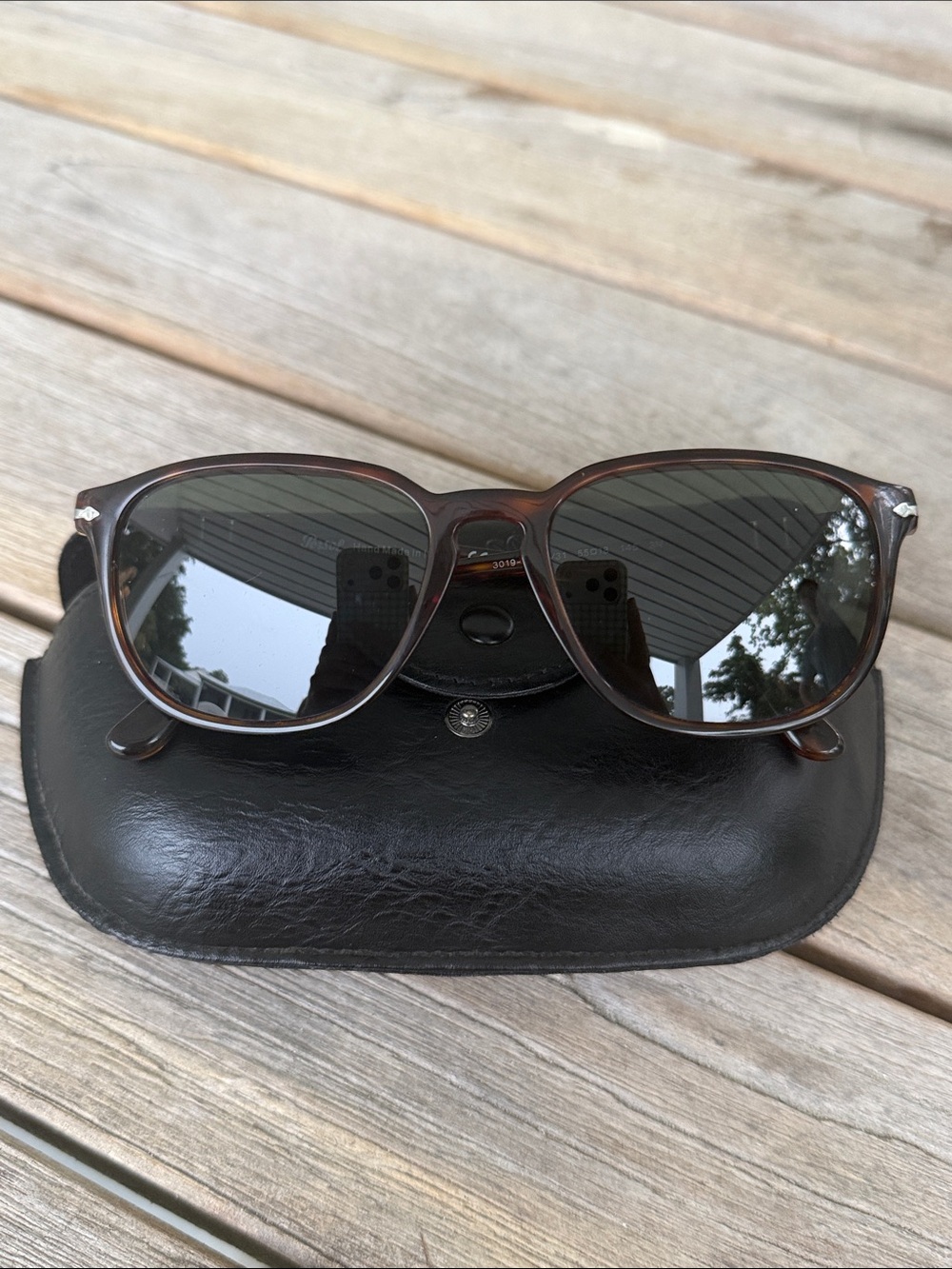 Persol PO319S Havana Frame Sunglasses with Dark Lenses